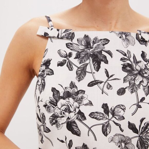 Black & White Floral Bow Strap Dalton Dress - Picture 5 of 6